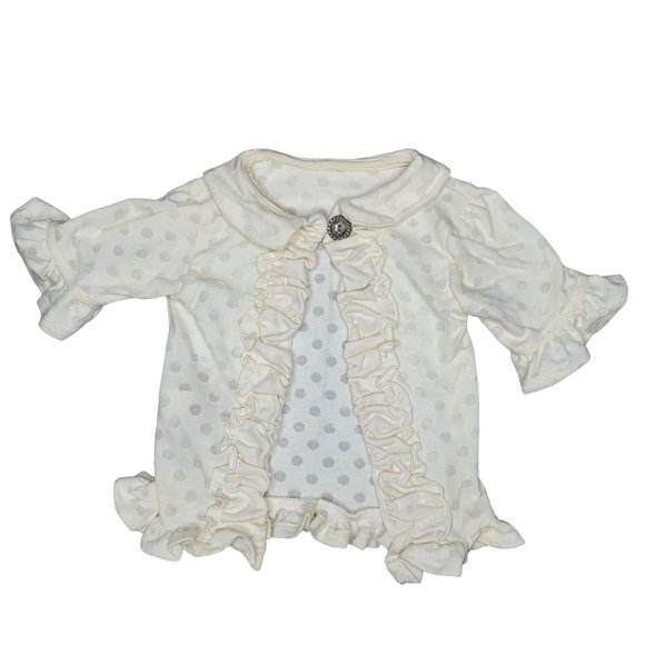 Persnickety NWT white off white polka dot cardigan ruffle sweater sz 12-18 month - Picture 4 of 6